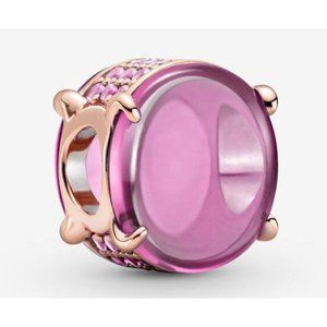 New Pandora Sterling Silver Pink Oval Cabochon Charm 799309C01
